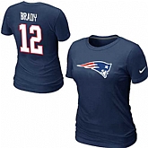 Womens Nike New England Patriots #12 Tom Brady Name x26 Number D.Blue T-Shirt,baseball caps,new era cap wholesale,wholesale hats