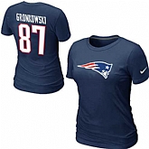 Womens Nike New England Patriots #87 GRONKOWSKI Name x26 Number D.Blue T-Shirt,baseball caps,new era cap wholesale,wholesale hats
