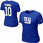 Womens Nike New York Giants #10 Eli Manning Name x26 Number Blue T-Shirt,baseball caps,new era cap wholesale,wholesale hats