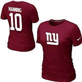 Womens Nike New York Giants #10 Eli Manning Name x26 Number Red T-Shirt,baseball caps,new era cap wholesale,wholesale hats