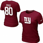 Womens Nike New York Giants #80 Victor Cruz Name x26 Number Red T-Shirt,baseball caps,new era cap wholesale,wholesale hats