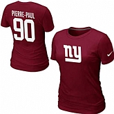 Womens Nike New York Giants #90 Jason Pierre-Paul Name x26 Number Red T-Shirt,baseball caps,new era cap wholesale,wholesale hats