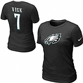 Womens Nike Philadelphia Eagles #7 Michael Vick Name x26 Number Black T-Shirt,baseball caps,new era cap wholesale,wholesale hats