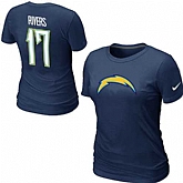 Womens Nike San Diego Chargers #17 Phillip Rivers Name x26 Number D.Blue T-Shirt,baseball caps,new era cap wholesale,wholesale hats