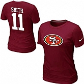 Womens Nike San Francisco 49ers #11 SMITH Name x26 Number Red T-Shirt,baseball caps,new era cap wholesale,wholesale hats