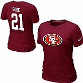 Womens Nike San Francisco 49ers #21 Frank Gore Name x26 Number Red T-Shirt,baseball caps,new era cap wholesale,wholesale hats