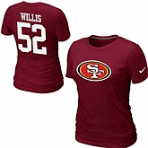 Womens Nike San Francisco 49ers #52 Patrick Willis Name x26  Number Red T-Shirt,baseball caps,new era cap wholesale,wholesale hats
