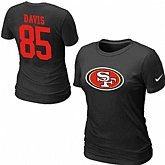 Womens Nike San Francisco 49ers #85 Vernon Davis Name x26 Number Black T-Shirt,baseball caps,new era cap wholesale,wholesale hats