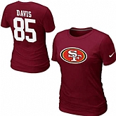 Womens Nike San Francisco 49ers #85 Vernon Davis Name x26 Number Red T-Shirt,baseball caps,new era cap wholesale,wholesale hats