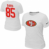 Womens Nike San Francisco 49ers #85 Vernon Davis Name x26 Number White T-Shirt,baseball caps,new era cap wholesale,wholesale hats