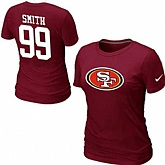 Womens Nike San Francisco 49ers #99 SMITH Name x26 Number Red T-Shirt,baseball caps,new era cap wholesale,wholesale hats