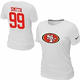 Womens Nike San Francisco 49ers #99 SMITH Name x26 Number White T-Shirt,baseball caps,new era cap wholesale,wholesale hats