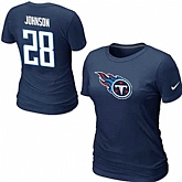 Womens Nike Tennessee Titans #28 Chris Johnson Name x26 Number D.Blue T-Shirt,baseball caps,new era cap wholesale,wholesale hats