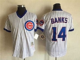 Chicago Cubs #14 Ernie Banks Mitchell And Ness White (Blue Strip) Stitched Jersey,baseball caps,new era cap wholesale,wholesale hats