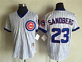 Chicago Cubs #23 Ryne Sandberg Mitchell And Ness White (Blue Strip) Stitched Jersey,baseball caps,new era cap wholesale,wholesale hats