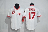 Cincinnati Reds #17 Chris Sabo Mitchell And Ness White Throwback Stitched Pullover Jersey,baseball caps,new era cap wholesale,wholesale hats