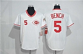 Cincinnati Reds #5 Johnny Bench Mitchell And Ness White Throwback Stitched Pullover Jersey,baseball caps,new era cap wholesale,wholesale hats