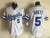 Kansas City Royals #5 George Brett Mitchell And Ness White Stitched Jersey,baseball caps,new era cap wholesale,wholesale hats
