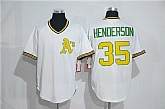 Oakland Athletics #35 Rickey Henderson Mitchell And Ness White Throwback Stitched Baseball Jersey,baseball caps,new era cap wholesale,wholesale hats