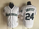 Seattle Mariners #24 Ken Griffey Mitchell And Ness White Stitched MLB Jersey,baseball caps,new era cap wholesale,wholesale hats