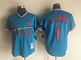 St. Louis Cardinals #1 Ozzie Smith Mitchell And Ness Blue Stitched Pullover MLB Jersey,baseball caps,new era cap wholesale,wholesale hats