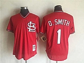 St. Louis Cardinals #1 Ozzie Smith Mitchell And Ness Red Stitched Pullover MLB Jersey,baseball caps,new era cap wholesale,wholesale hats
