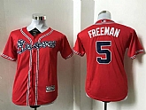 Youth Atlanta Braves #5 Freddie Freeman Red New Cool Base Stitched Baseball Jersey,baseball caps,new era cap wholesale,wholesale hats