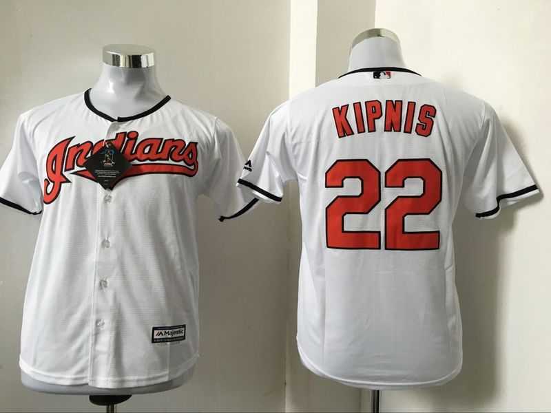 Youth Cleveland Indians #22 Jason Kipnis White New Cool Base Stitched Baseball Jersey