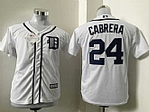 Youth Detroit Tigers #24 Miguel Cabrera White New Cool Base Stitched Baseball Jersey
