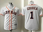 Youth Houston Astros #1 Carlos Correa White New Cool Base Stitched Baseball Jersey,baseball caps,new era cap wholesale,wholesale hats
