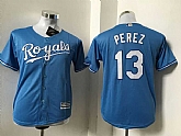 Youth Kansas City Royals #13 Salvador Perez Light Blue New Cool Base Stitched Baseball Jersey,baseball caps,new era cap wholesale,wholesale hats