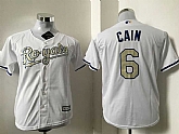 Youth Kansas City Royals #6 Lorenzo Cain White-Gold New Cool Base Stitched Baseball Jersey,baseball caps,new era cap wholesale,wholesale hats