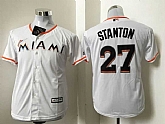 Youth Miami Marlins #27 Giancarlo Stanton White New Cool Base Stitched Baseball Jersey