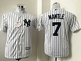 Youth New York Yankees #7 Mickey Mantle White (Black Strip) New Cool Base Stitched Baseball Jersey,baseball caps,new era cap wholesale,wholesale hats
