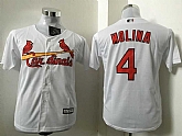 Youth St. Louis Cardinals #4 Yadier Molina White New Cool Base Stitched Baseball Jersey,baseball caps,new era cap wholesale,wholesale hats