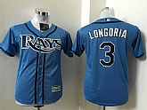 Youth Tampa Bay Rays #3 Evan Longoria Light Blue New Cool Base Stitched Baseball Jersey