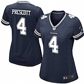 Women Nike Dallas Cowboys #4 Dak Prescott Navy Blue Team Color Stitched Game Jersey