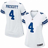 Women Nike Dallas Cowboys #4 Dak Prescott White Team Color Stitched Game Jersey,baseball caps,new era cap wholesale,wholesale hats