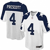 Youth Nike Dallas Cowboys #4 Dak Prescott White Thanksgiving Stitched Game Jersey