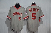 Cincinnati Reds #5 Johnny Bench Mitchell And Ness Gray Pullover Stitched Jersey,baseball caps,new era cap wholesale,wholesale hats
