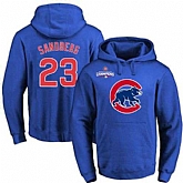 Glued Chicago Cubs #23 Ryne Sandberg Blue 2016 World Series Champions Primary Logo Pullover MLB Hoodie,baseball caps,new era cap wholesale,wholesale hats