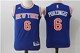 Youth New York Knicks #6 Kristaps Porzingis Blue Swingman Stitched Jersey