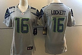 Women Nike Seattle Seahawks #16 Lockett Gray Stitched Game Jersey
