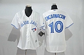 Women Toronto Blue Jays #10 Edwin Encarnacion White New Cool Base Stitched Jersey,baseball caps,new era cap wholesale,wholesale hats