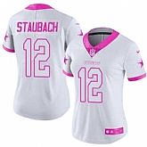 Glued Women Nike Dallas Cowboys #12 Roger Staubach White Pink Rush Limited Jersey,baseball caps,new era cap wholesale,wholesale hats