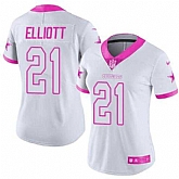 Glued Women Nike Dallas Cowboys #21 Ezekiel Elliott White Pink Rush Limited Jersey,baseball caps,new era cap wholesale,wholesale hats