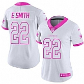 Glued Women Nike Dallas Cowboys #22 Emmitt Smith White Pink Rush Limited Jersey,baseball caps,new era cap wholesale,wholesale hats