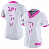 Glued Women Nike Denver Broncos #7 John Elway White Pink Rush Limited Jersey,baseball caps,new era cap wholesale,wholesale hats