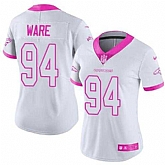 Glued Women Nike Denver Broncos #94 DeMarcus Ware White Pink Rush Limited Jersey,baseball caps,new era cap wholesale,wholesale hats