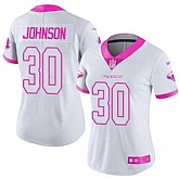 Glued Women Nike Houston Texans #30 Kevin Johnson White Pink Rush Limited Jersey,baseball caps,new era cap wholesale,wholesale hats